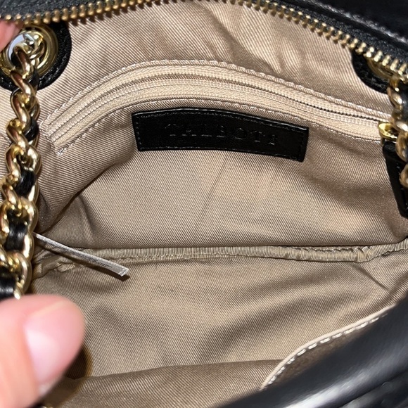 Talbots Classic classic black quilted leather adjustable chain strap purse - Picture 10 of 15